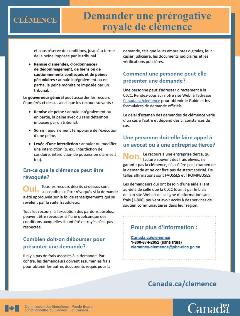 Fiche d’information - Demander une prérogative de clémence.